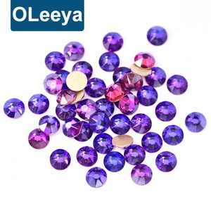 Strass en verre à dos plat, cristal SS20, velours violet, 16 facettes, haute qualité, nouvelle collection, pour nail art et bijoux, de l'usine Oleeya - Product Image 2
