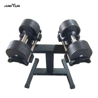 Ensemble d'haltères réglables JianYun personnalisables en fonte avec revêtement en caoutchouc antidérapant, augmentation de 4 kg, large plage de poids de 20 kg à 40 kg