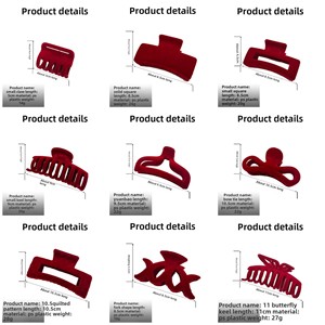 Phiên bản giới hạn màu đỏ kéo Tóc Kẹp móng vuốt nhựa ngọt ngào dễ dàng phù hợp ngày Quốc Khánh giáng sinh ngày đầu năm mới lễ hội năm mới - Product Image 2