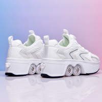 Chaussures à roulettes double usage avec 4 roues cachées pour la maison et la rue, empeigne en maille respirante, résistantes à l'usure, logo personnalisé