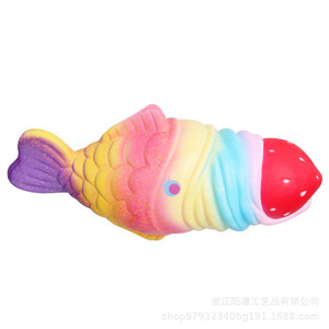Strawberry Ice Cream Fish <b>Squishy</b> Toy TPE Slow Rebound Fidget Toy For Kids Age 2 To 4 Years Unisex Decor Gift - Product Image 3