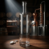 Bottiglia di Vetro Cilindrica Alta Extra-Flint Personalizzata JB GLASS per Liquori con Finitura in Sughero