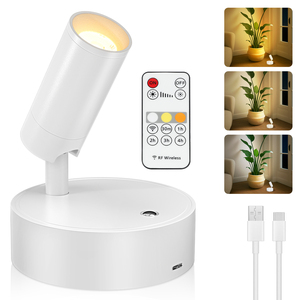 Lampada da Parete Moderna Ricaricabile Senza Fili a Batteria Dimmerabile Faretto in Plastica Nera 3W 2600mAh 3 Colori <span class=keywords><strong>per</strong></span> Soggiorno - Product Image 1