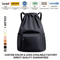 Sac à dos à cordon personnalisé avec logo, en polyester, réutilisable et durable, pour équipe de basketball, sac de sport avec poche avant zippée