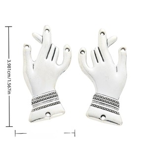 Connettore a Mano con Dita Incrociate in Argento Anticato, con Perline, in Lega, per Creazione di Talismani Portafortuna - Product Image 1