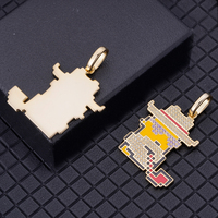 Pendentif en argent 925 Hip Hop Père Noël personnalisé NFT dessin animé en zircon avec placage or/rhodium - Cadeau