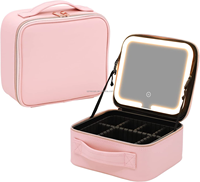 Miroir lumineux LED intelligent, trousse de maquillage, sac à main pour femmes, organiseurs de maquillage, boîte de rangement, sacs, outil de beauté de voyage pour fille