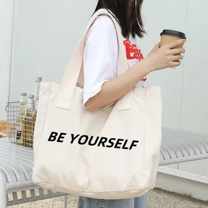 High Quality Custom Polyester Cotton Canvas Extra Large Tote Bag Shoulder Bags Woman Custom Canvas Tote Bags With Logo