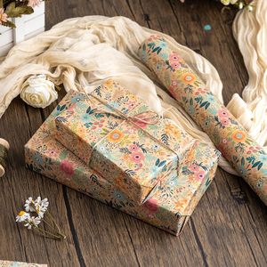 MAYPLUSS Floral Kraft Wrapping <b>Paper</b> <b>Roll</b> 17Inch x 33Feet Double Side Eco Friendly Gift <b>Wrap</b> Spring Summer Blooms - Product Image 3