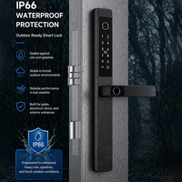 Serrure de porte intelligente TUYA noire mate, extérieure, étanche IP66, avec caméra, interphone vidéo, serrure à empreintes digitales pour porte coulissante