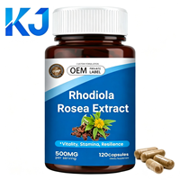 Complément Alimentaire Biologique à Base de Plantes OEM Rhodiola Rosea en Capsules Végétariennes pour le Stress, l'Énergie, l'Humeur, la Vitalité Quotidienne et la Détoxification