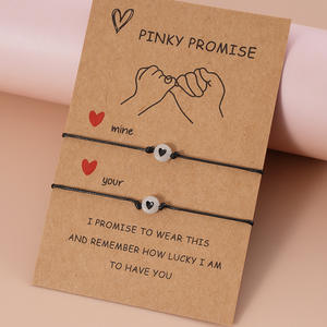 Pulsera De Pareja <span class=keywords><strong>Promise</strong></span> Message Card Friendship Luminous Glow In The Dark Lucky Heart Bead String Bracelet - Product Image 6