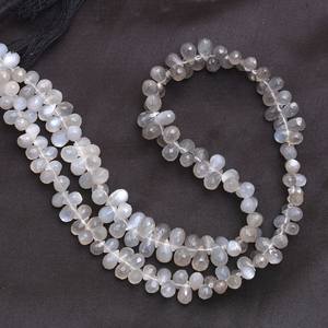 Cuentas de Piedra Lunar Gris AAA+ de 6x4 mm, Forma de Lágrima, Briolette, Piedras Preciosas Semipreciosas Naturales, Gotas Facetadas, Cuentas Sombreadas para la Fabricación de Joyas - Product Image 2