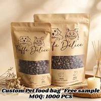 Sac personnalisé pour aliments pour animaux de compagnie en papier kraft, sac à fond plat avec fenêtre dépolie, encoche de déchirement et fermeture éclair réutilisable – Solution d'emballage