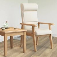 Fauteuil moderne en bois massif avec dossier haut rembourré et pieds en bois massif pour réunions de bureau, mahjong, détente décontractée, seniors