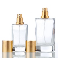 Vente en gros de flacons de parfum vides de luxe, 50 ml, 100 ml, flacon de parfum rond en verre transparent de haute qualité avec bouchon