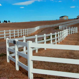 하이 퀄리티 PVC 플라스틱 방목장 목장 말 울타리 <span class=keywords><strong>3</strong></span> 레일 화이트 컬러 PVC 펜싱 - Product Image 1