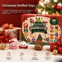 Calendrier de l'Avent Squishy de Noël 24 pièces – Calendrier de compte à rebours Mochi Squishies mignons – Boîte mystère Squishy Squeeze Fidget Toy