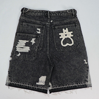 Shorts en jean cargo pour hommes, style streetwear, avec logo brodé personnalisé et bords coupés, pour l'été