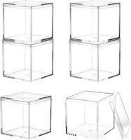 Boîte en acrylique transparente, cube carré en plastique, petits contenants carrés en plastique avec couvercle, boîte de rangement