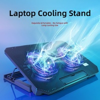Support de refroidissement pour ordinateur portable durable et réglable avec port USB, ventilateur en maille métallique et lumière LED pour bureau