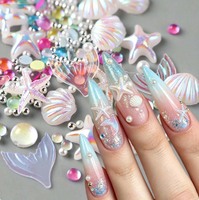 200-300 pièces Breloques d'ongles Océan Aurore Estivale, Coquillages 3D, Étoiles de mer, Queues de poisson, Perles, Bijoux d'ongles Y2K, Décor Sirène pour Manucure