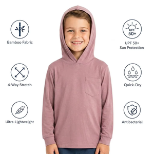 Felpa con Cappuccio per Bambini OEM ODM, Protezione Solare UPF 50+, Asciugatura Rapida, Miscela di Bambù, Leggera, per Pesca, Kayak e Nautica in Famiglia - Product Image 1