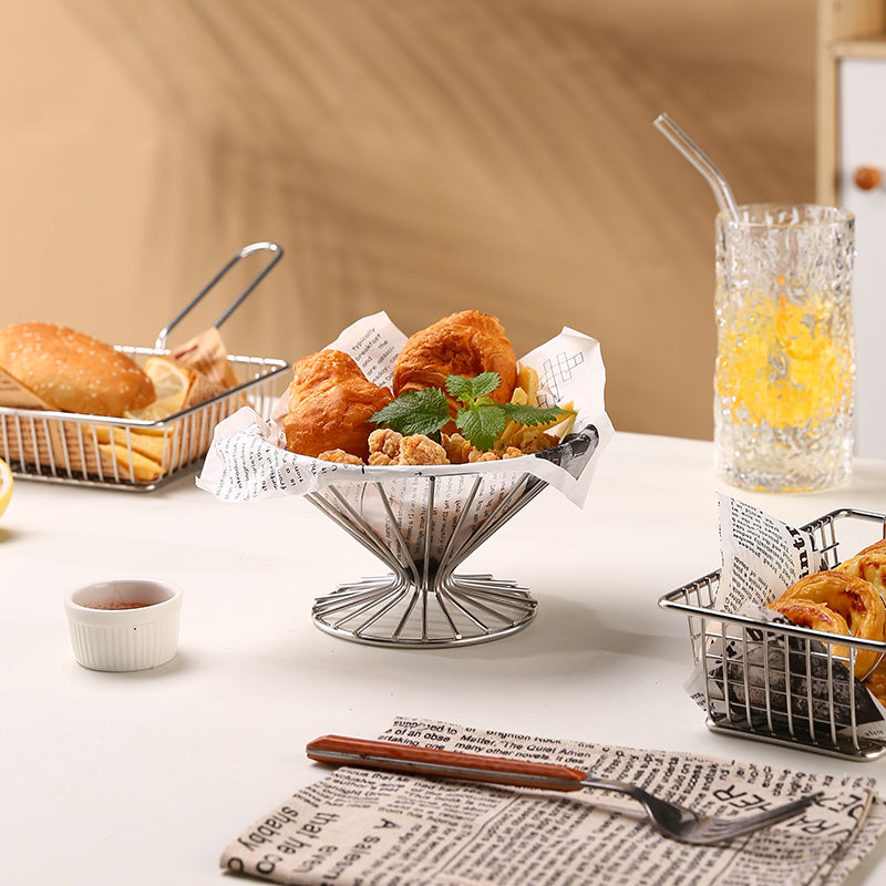 Cestello Rettangolare In Filo Di Acciaio Inossidabile - Cestino In