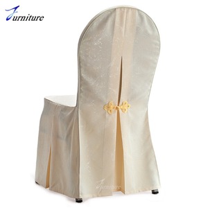 Housse <span class=keywords><strong>de</strong></span> <span class=keywords><strong>chaise</strong></span> <span class=keywords><strong>de</strong></span> banquet en jacquard or champagne avec nœud décoratif et jupe plissée pour <span class=keywords><strong>mariage</strong></span>, hôtel, événement - Product Image 6