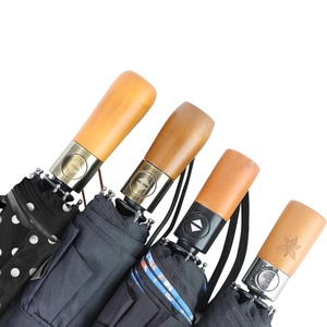 Windproof UV Color Auto Open Dual-Folding Modern Umbrella Black Fiberglass <b>Frame</b> <b>Plastic</b> Handle Customized Color Business Gifts - Product Image 2