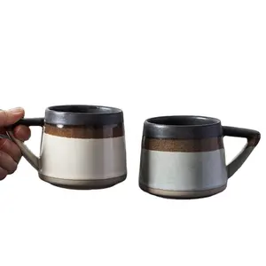 创意设计星座礼品日式双色石器卡布奇诺拿铁茶杯陶瓷咖啡杯带手柄