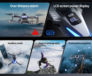 Dron GT8 azul oscuro con triple cámara HD 4K (720P) y con evitación de obstáculos de 360 ° y pantalla LCD sin escobillas - Product Image 3