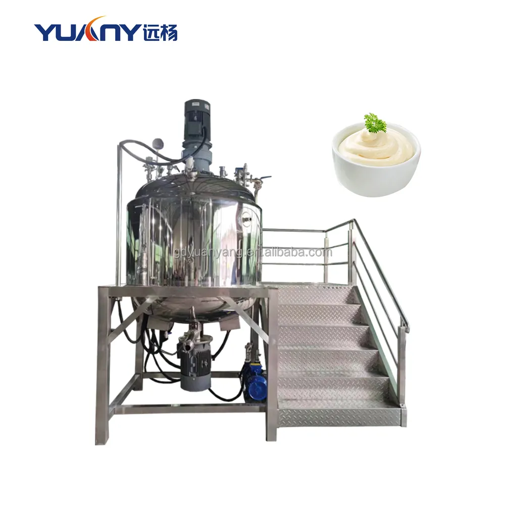 Stainless Steel Jacketed Cosmetic Cream Lotion Machine Mayonnaise Mixing Tank With Mixer