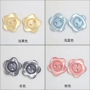Colorful Shirt Pearl Flower Shaped Resin Polyester Plastic Baby Buttons For Children