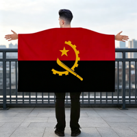 Vente en gros de cape avec drapeau d'Angola, 100% polyester, double face, logo personnalisé, costume patriotique avec drapeau pour hommes et femmes, décoration d'événements