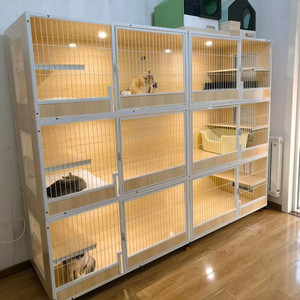 Jaula para Gatos de Madera Maciza de Tres Niveles Kih Tejia, Casa para Gatos Grande y Transpirable con Cierre de Botón para la Cría y Producción de Gatos - Product Image 1