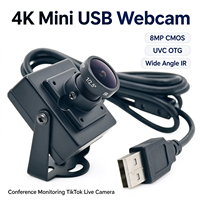Mini webcam 4K Ultra HD avec capteur CMOS 8 mégapixels, USB OTG UVC, grand angle, caméra IR pour diffusion en direct, conférence, surveillance de sécurité