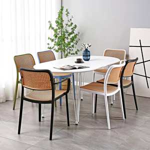 Hot <b>Sale</b> Rattan Furniture Restaurant Dining Stackable PP Plastic <b>Chairs</b> With Armrest - Product Image 6