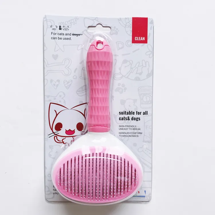 Animal Deshedding Tools Self Cleaning Dog Cat Grooming Hair Comb Open Knot Removal Plastic Pin Brush Pet