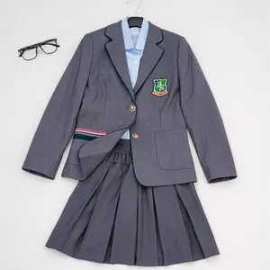 공장 공급 OEM 초등 어린이 고등학교 어린이 유치원 학교 유니폼 사용자 정의 로고 회색 학교 유니폼