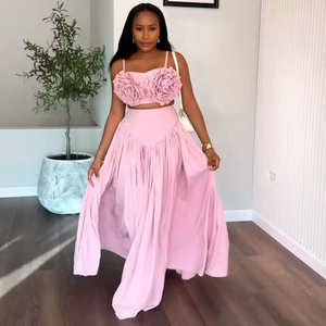 crop top and skirt formal dress Halter Sexy royal Blue Crop Top Senior Prom Dress Girls Graduation Gow –  Siaoryne main image 0