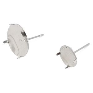 Stainless Steel <b>Round</b> Four Prong Earring <b>Posts</b> With Mesh Cover For Earring Making 10mm Diameter Jewelry Findings Components - Product Image 5