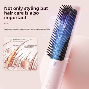 Peigne lissant multifonctionnel 4 températures, ions négatifs, <span class=keywords><strong>brosse</strong></span> lissante mini double usage pour homme et femme - Product Image 2