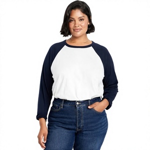 New Arrival Women's <b>Raglan</b> Long Sleeve T Shirt Crew Neck Contrast Sleeve Casual <b>Top</b> Custom Logo OEM Manufacturer Wholesale - Product Image 2