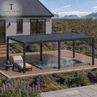 Pergola bioclimatique motorisée et étanche avec structure thermolaquée, éclairage LED et dimensions 400cmx600cm pour extérieur et jardin