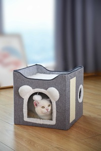 高級 長方形 犬用ベッド 2層構造 洗える 取り外し可能 通年利用 折りたたみ式 無地 猫用ベッド - Product Image 6