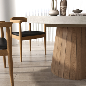 NOVA Tables de salle à manger rondes extensibles en bois massif gris de style scandinave Table à manger pliante ovale Ensemble de 4 tables en bois de 6 places - Product Image 5