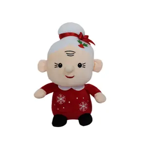 Fabricante personalizado personaje abuela peluche humano soporte suave muñeco de peluche para regalo de Navidad