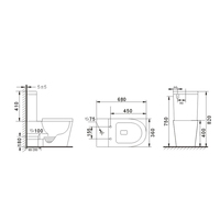 WC moderne de luxe en céramique, deux pièces, allongé, à double chasse, avec évacuation horizontale/verticale, compatible siphon en P et siphon en S