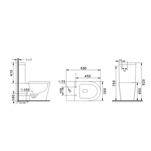 <span class=keywords><strong>Inodoro</strong></span> de Lujo Moderno de Dos Piezas, Alargado, de Cerámica, con Doble Descarga, Drenaje Horizontal/<span class=keywords><strong>Vertical</strong></span>, con Sifón en P y Sifón en S - Product Image 5